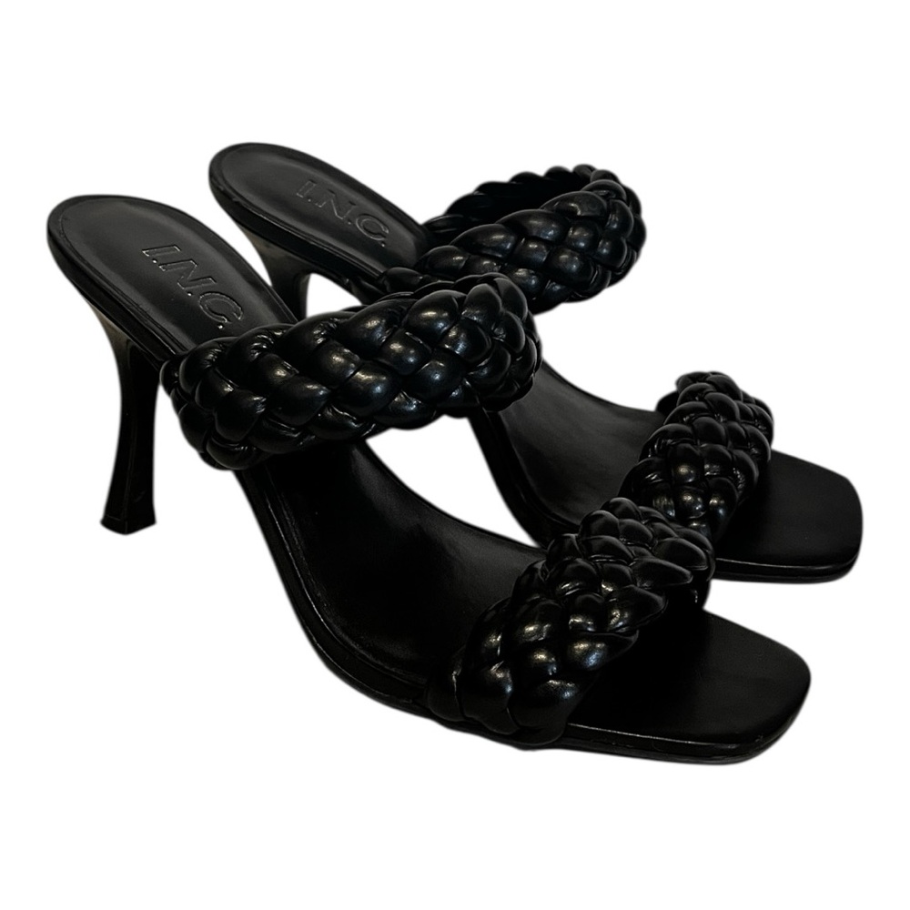 INC International Concepts | Lyra Braided‎ Puffy Slip on Sandals Black Sz 7.5